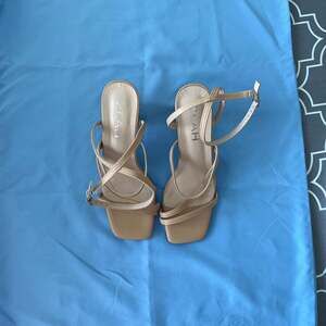 ZLAH Women's Square Toe Strappy High Heel Sandals with Ankle Strap